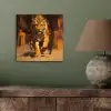 Tijger - Geschilderd - Oranje - Penseelstreken aluminium wit klein -sfeer2