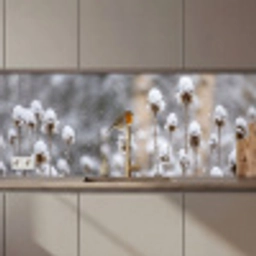 Roodborstje - Gedroogde bloem - Sneeuw - Winter - Vertederend keuken achterwand 2 middel zz_3dshopping
