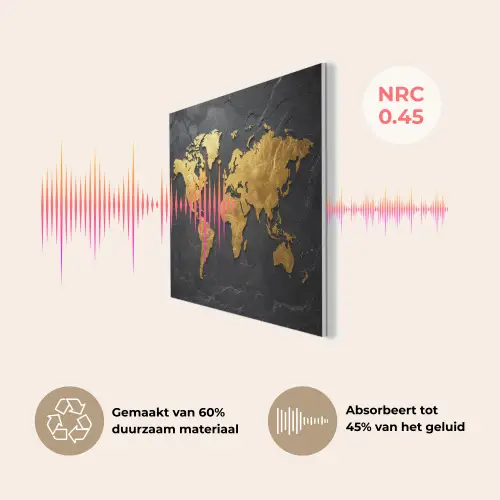 Wereldkaart - Goud - Steen PET vilt klein -USP_NL