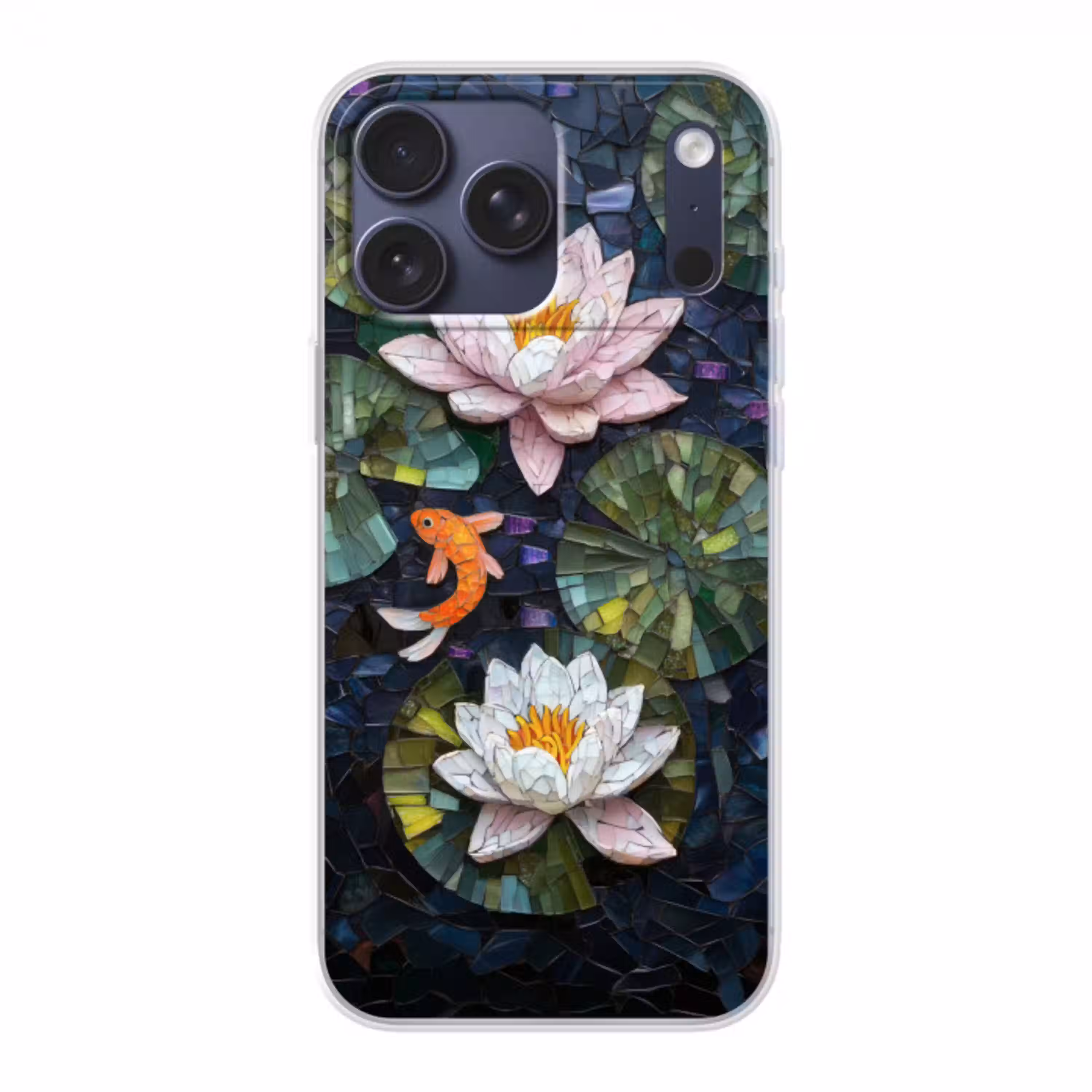 Glasstukjes - Leliebladeren - Vis - Oranje Telefoonhoesje iPhone 17 Pro Max klein -3d
