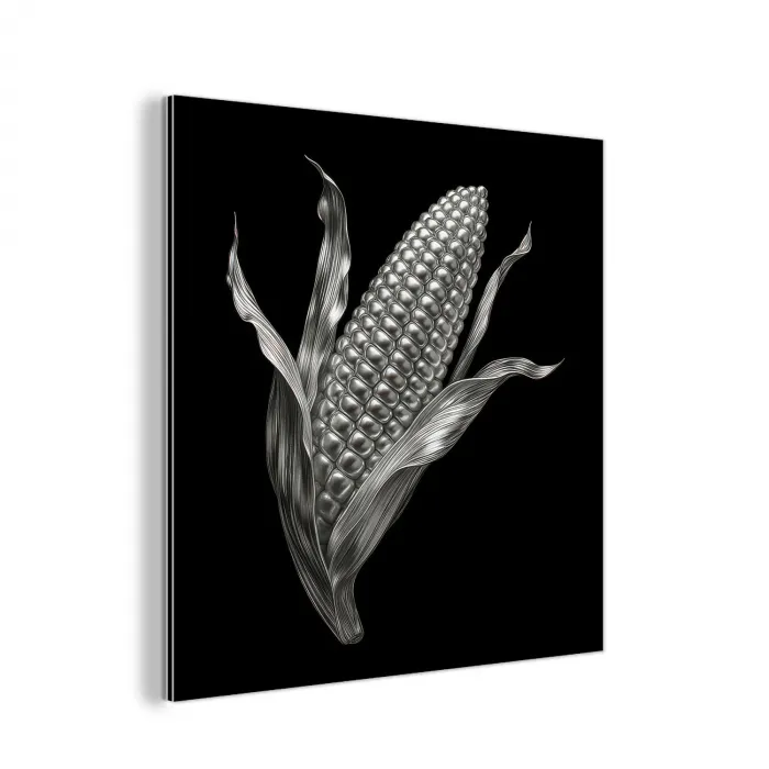 Maïskolf - Glanzend metaal - Elegant aluminium wit klein -3d