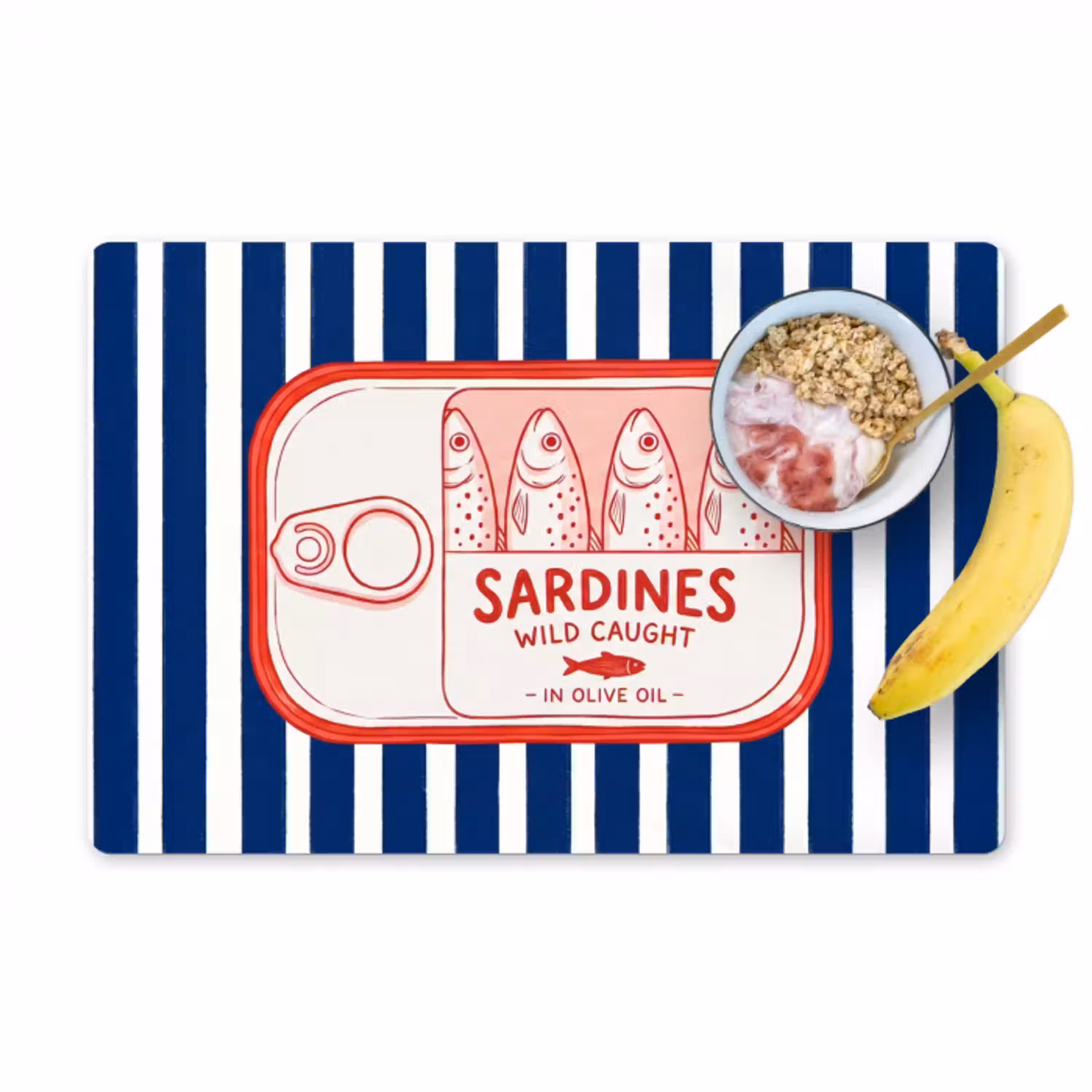 Eten - Vis - Blik - Illustratie - Rood Placemat vinyl groot -zzzproduct_Kitchenyeah-website