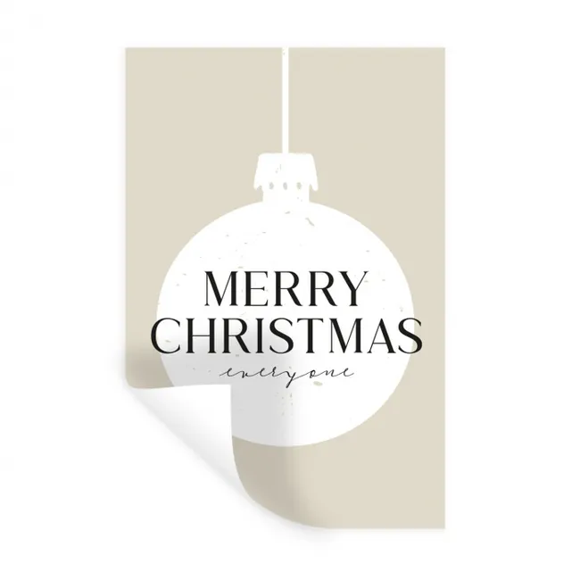 Christmas - Kerstballen - Japandi - Witte kerstballen Muursticker klein -3d