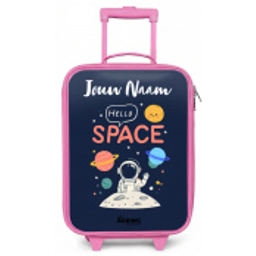 Astronaut - Quote - Planeten - Sterren Kinderkoffer - Roze klein -zz3dotto