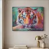 Tijger - Olieverf - Dieren - Kunst Textielframe zwart klein -sfeer2