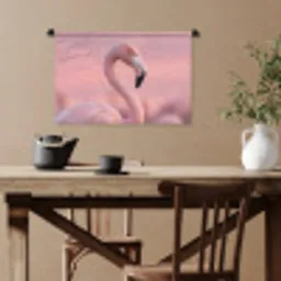 Flamingo - Portret - Roze Wandkleed katoen klein -sfeer6