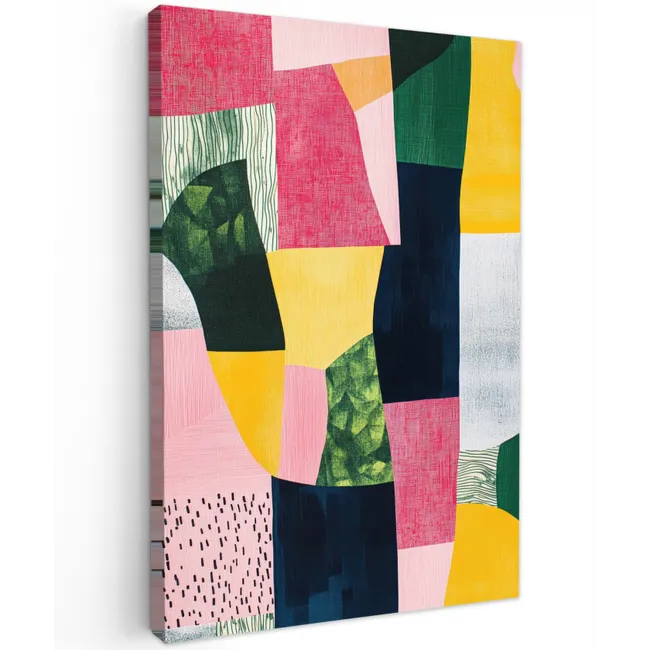 Abstract - Roze - Lappen - Vormen - Geel canvas 2cm klein -z3d