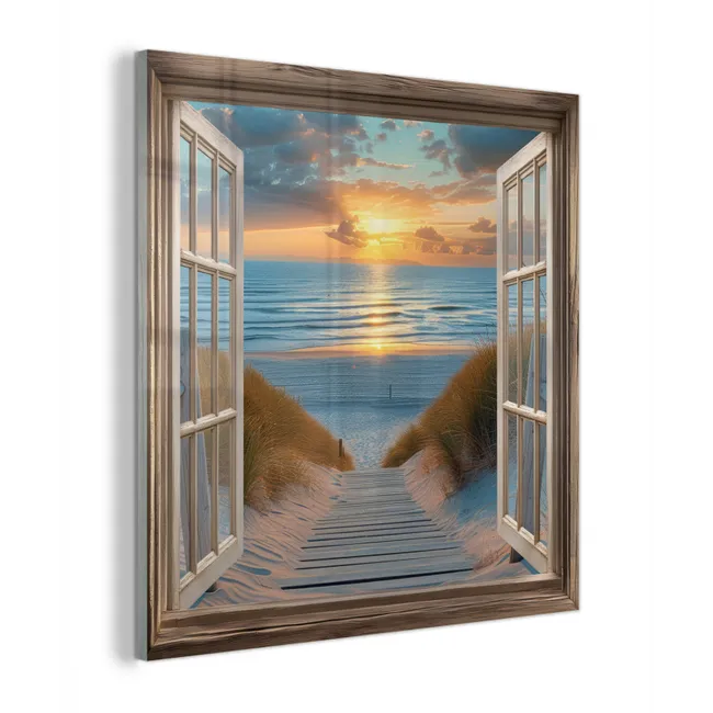 Doorkijk - Strand - Pad - Zonsondergang plexiglas 5mm klein -z3d