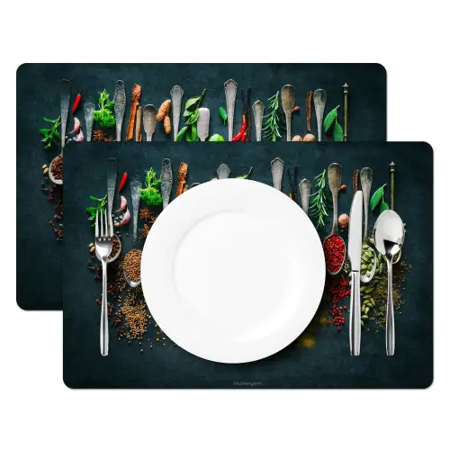 Kruiden - Lepels - Kleurrijk Placemat vinyl groot -zzsfeer2_Kitchenyeah-website