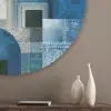 Abstract - Islamitisch - Blauw - Wit Akoestische PET Vilt - Rond klein -sfeer5_closeup