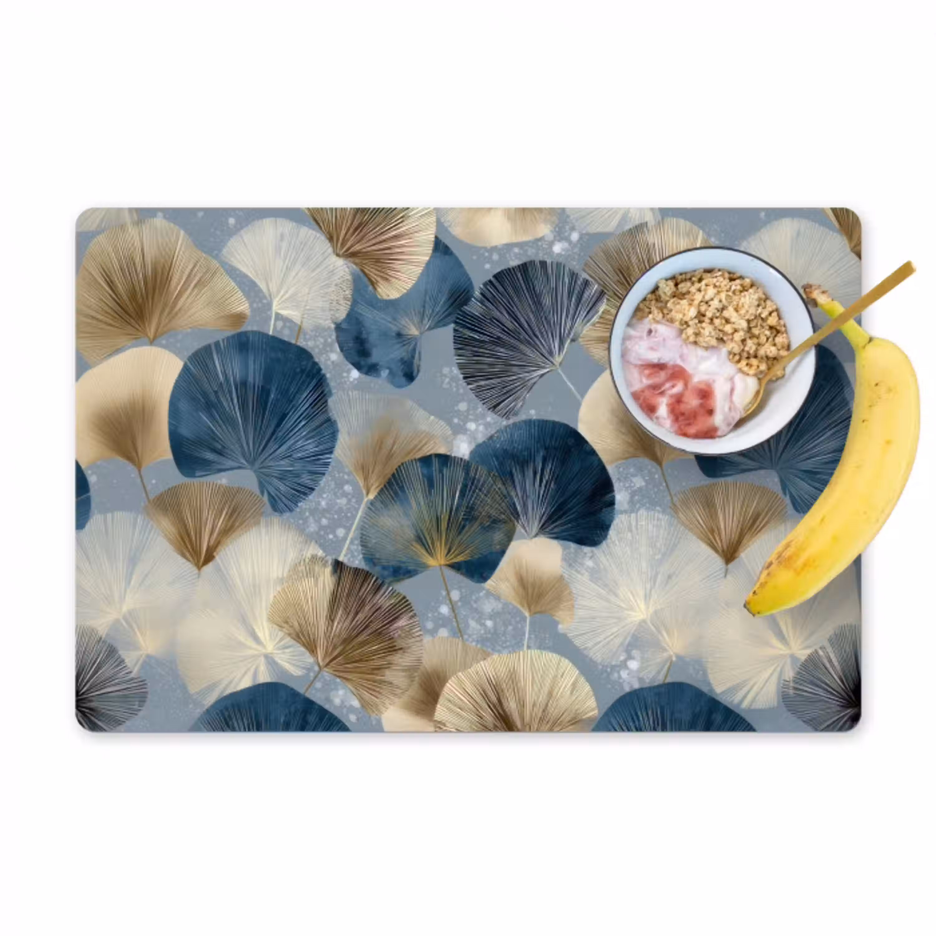 Bladeren - Abstract - Goud - Blauw Placemat vinyl groot -zzzproduct_Kitchenyeah-website