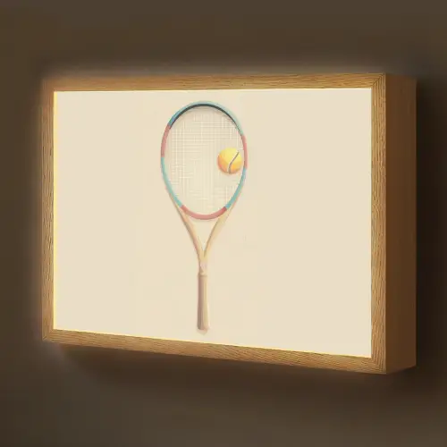Tennisracket - Bal - Beige Light Box met batterij (Wandlamp kind) middel -z3d_website