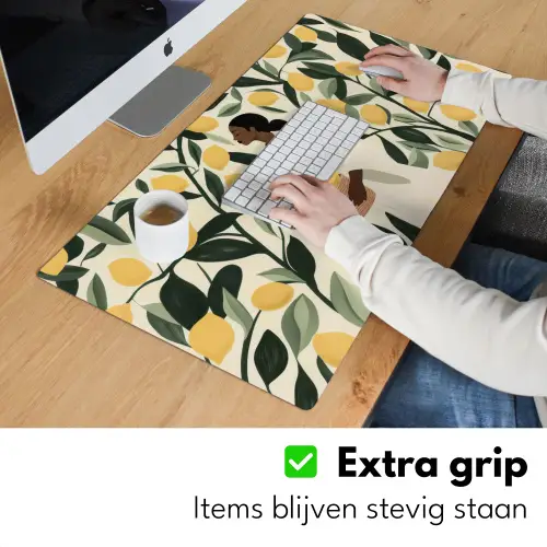 Vrouw - Mand - Citroenen - Bladeren Muismat XXL klein -sfeer3
