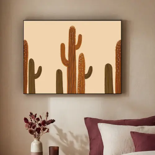Cactus - Woestijn - Zand - Bruin Textielframe - compleet frame klein -sfeer1