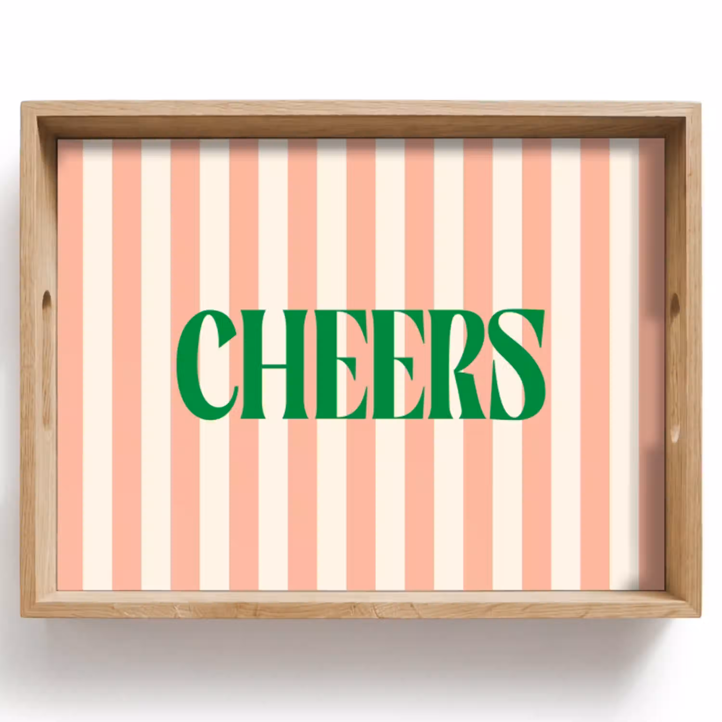 Zachtroze - Groen - Strepen - Cheers Dienblad Rechthoek middel -z3d_shopping