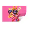 Giraf - Roze - Bril - Sjaal Muursticker klein -3d
