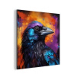 Vogel - Kraai - Graffiti - Zwart - Dieren aluminium wit klein -3d