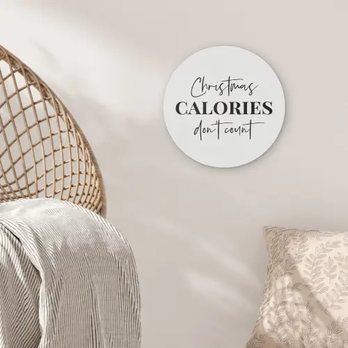 Kerst quote - Winter - Christmas calories - Wit Akoestische PET Vilt - Rond klein -sfeer4