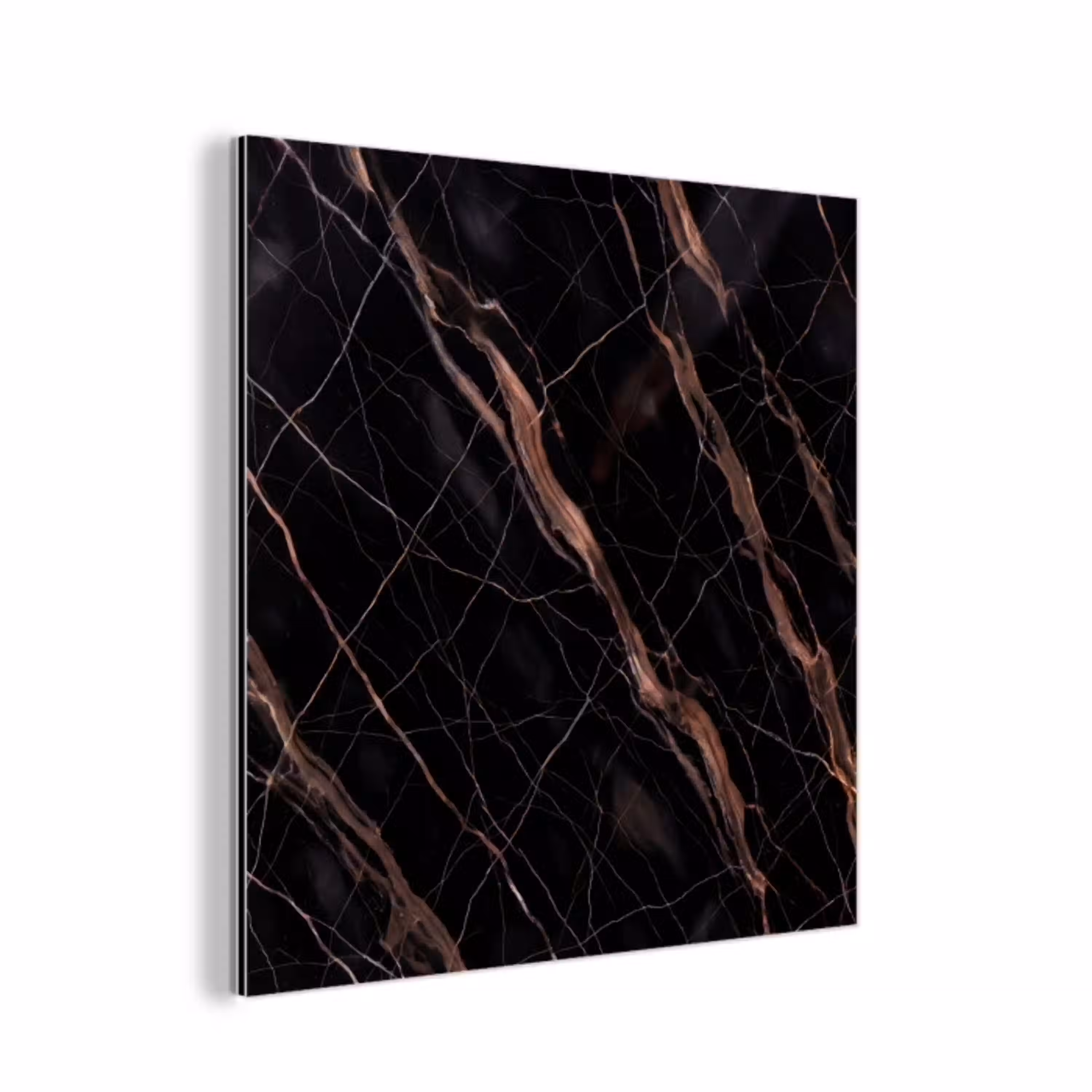 Marmer - Goud - Patroon - Luxe - Zwart aluminium wit klein -3d