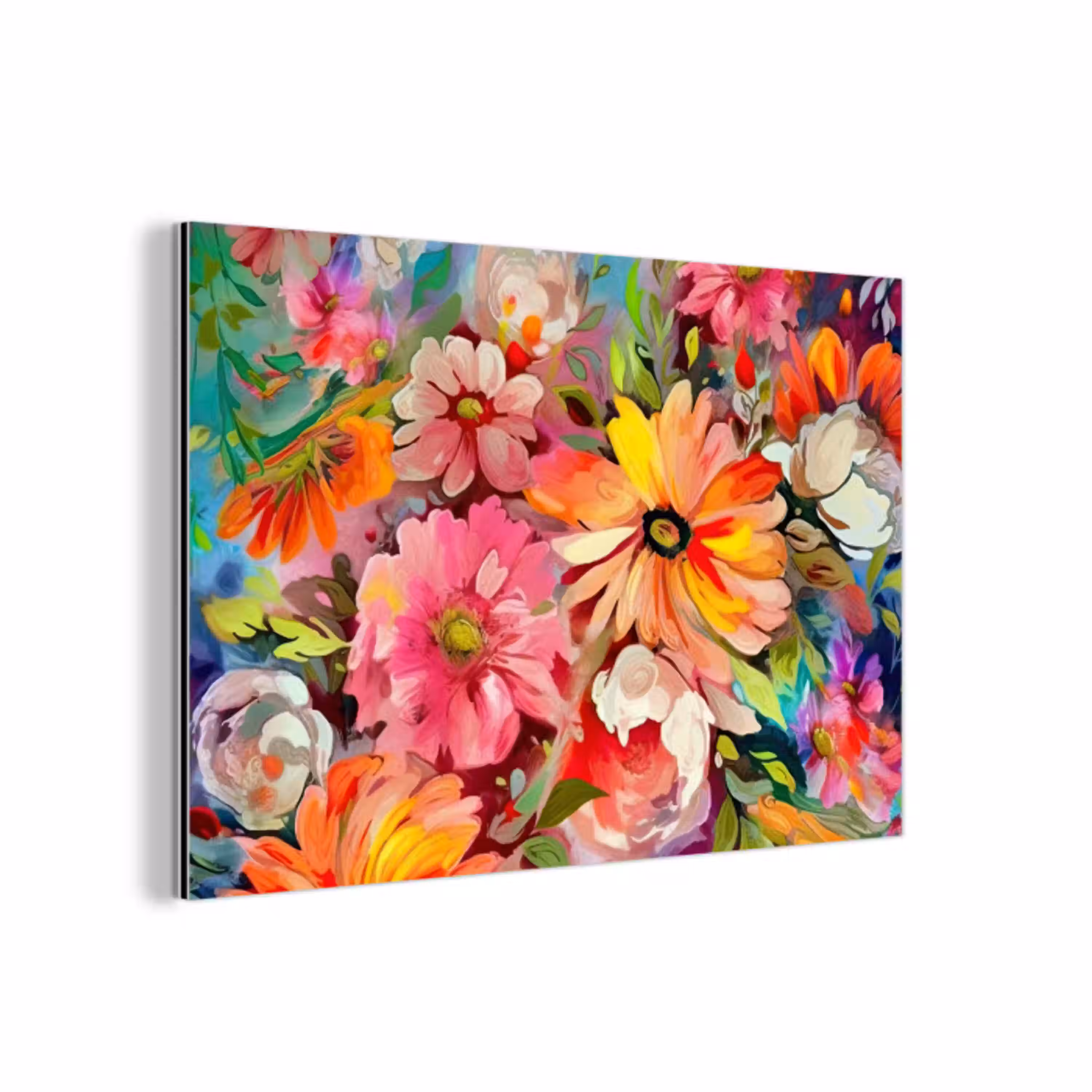 Bloemen - Kunst - Schilderij - Botanisch aluminium wit klein -3d