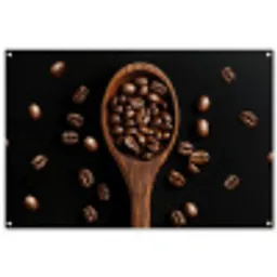 Hout - Zwart - Koffiebonen tuinposter los doek groot -3d