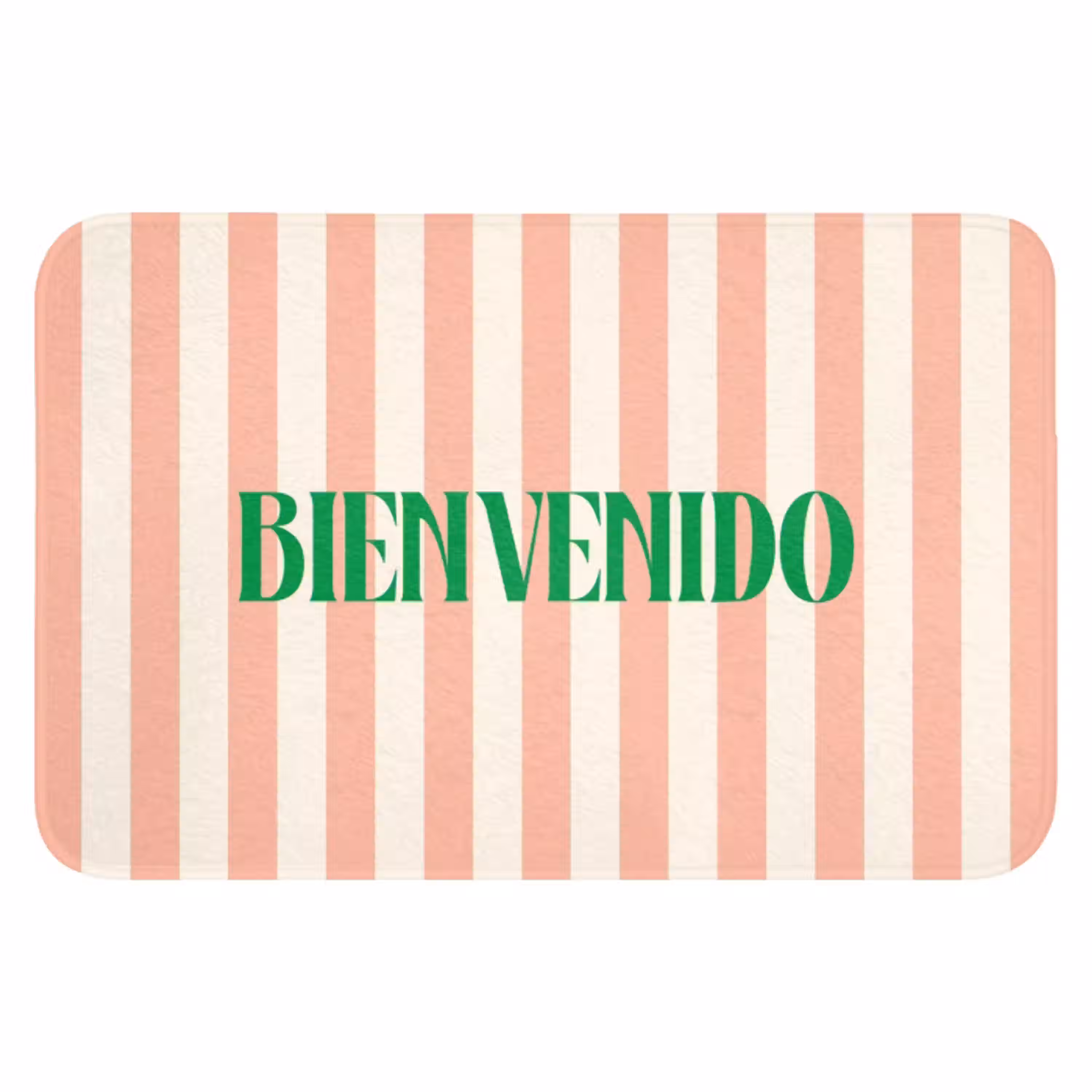 Zachtroze - Groen- Strepen - Bienvenido WCmat klein -3d