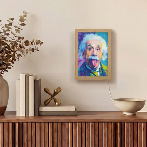 Oude man - Expressief - Kleurrijk Light Box met kabel (Tafellamp) klein -sfeer2