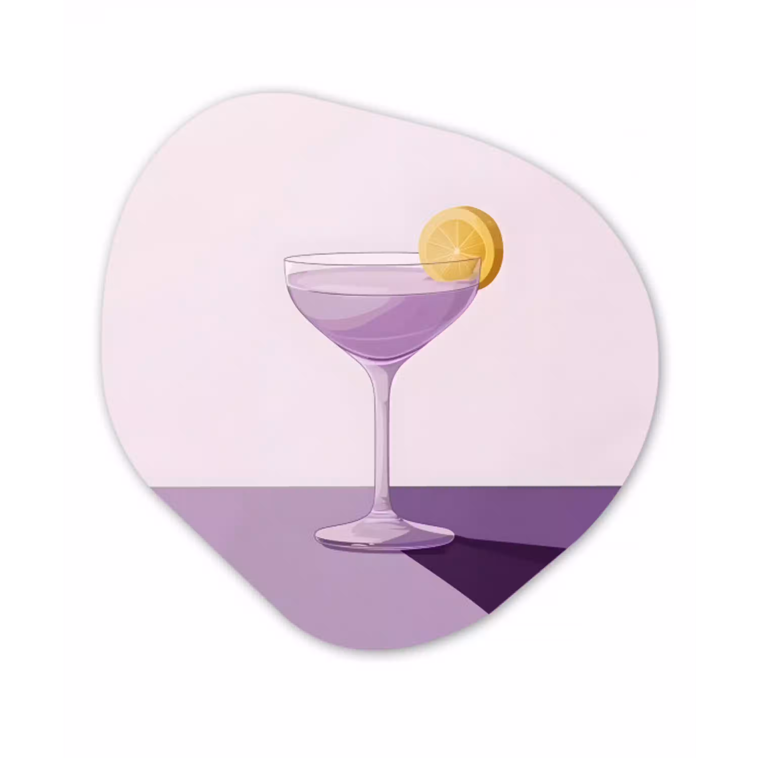 Cocktail - Paars - Minimalistisch - Citroen Wandcirkel Organisch Aluminium middel -3d