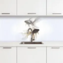 Goudvissen - Modern - Wit keuken achterwand 2 middel -3d