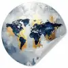 Wereldkaart - Blauw - Abstract Wandcirkel behangsticker klein -3d