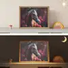 Paard - Bloemen - Paars - Oranje - Dieren Light Box met batterij (Wandlamp kind) middel -sfeer3_kind