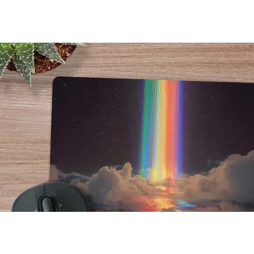 Regenboog - Verticaal - Sterrenhemel - Wolken muismat rubber klein -closeup