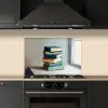 Stapel - Boeken - Groen - Daglicht keuken achterwand spatscherm klein -sfeer1