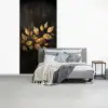 Gouden Bladeren op Donkere Achtergrond fotobehang vinyl groot -slaapkamer