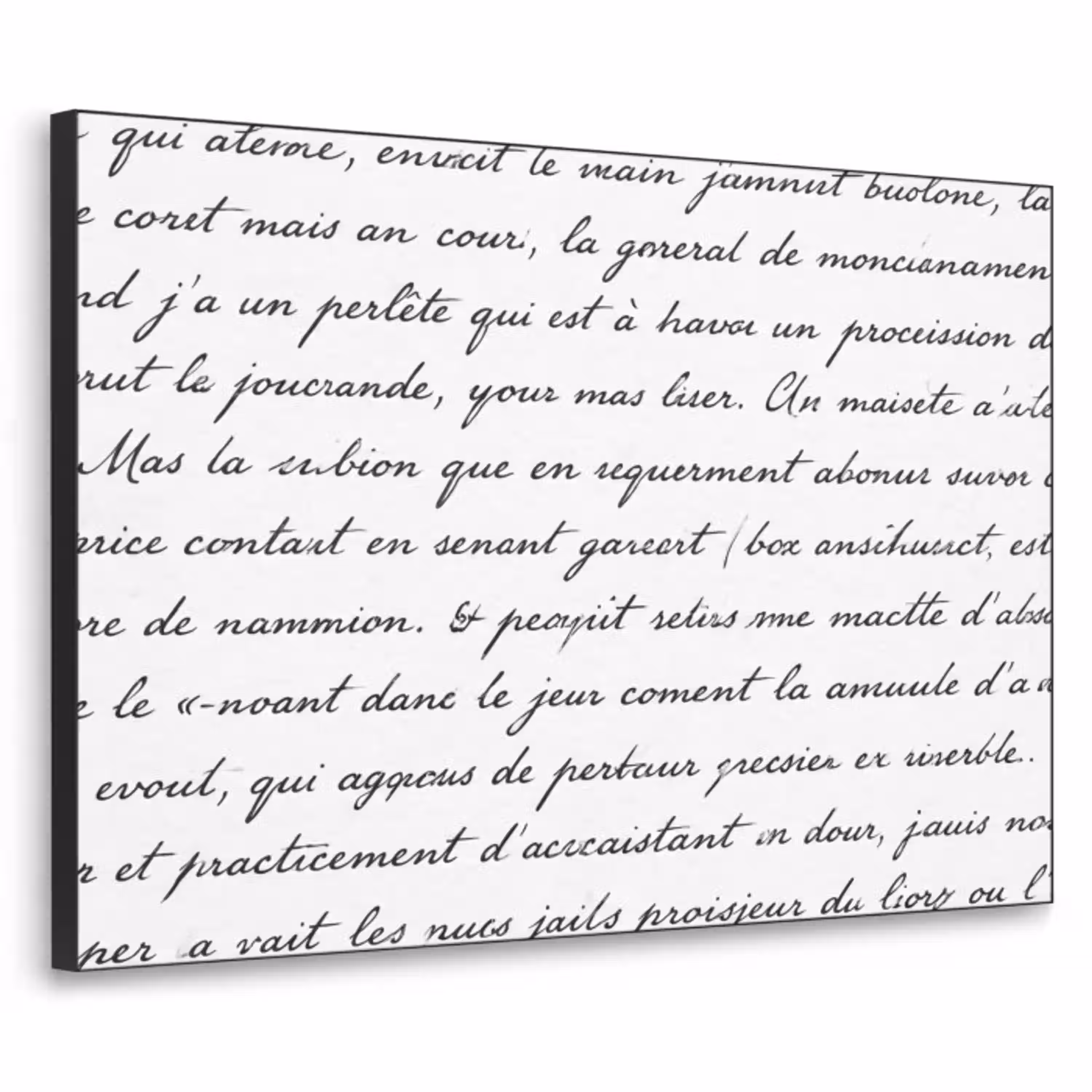 Tekst - Handschrift - Klassiek - ZwartWit Textielframe zwart klein -3d