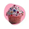 Cupcake - Kleurrijk - Edelstenen Wandcirkel Organisch Aluminium middel -3d