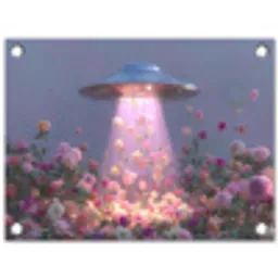Ufo - Rozen - Pastelkleuren tuinposter los doek klein -3d