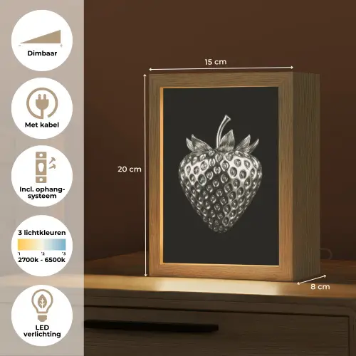 Aardbei - Zaadstructuur - Realistisch Light Box met kabel (Tafellamp) klein -USP_NL