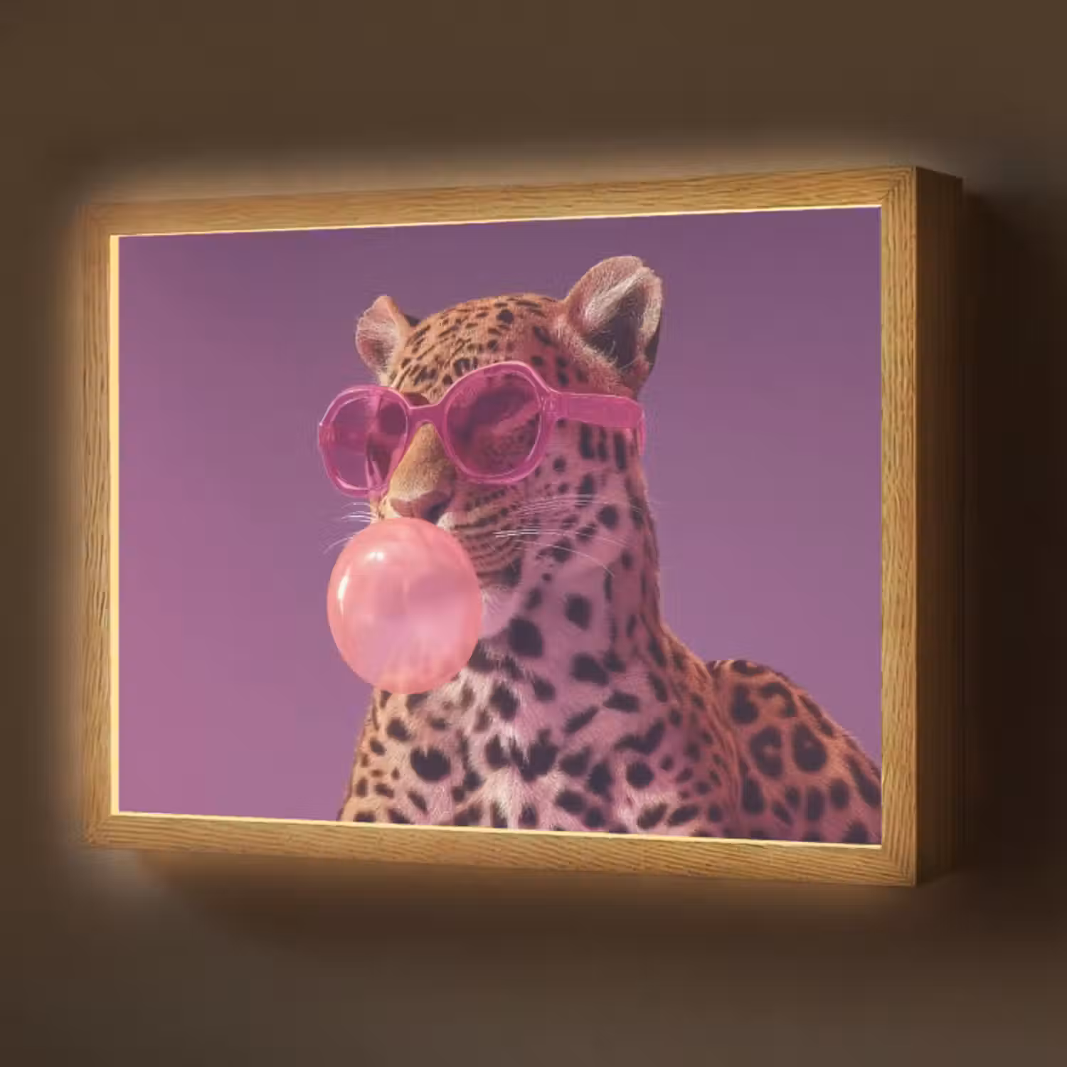 Lightbox - Wandleuchte - Panther - Sonnenbrille - Kaugummiblase - Rosa