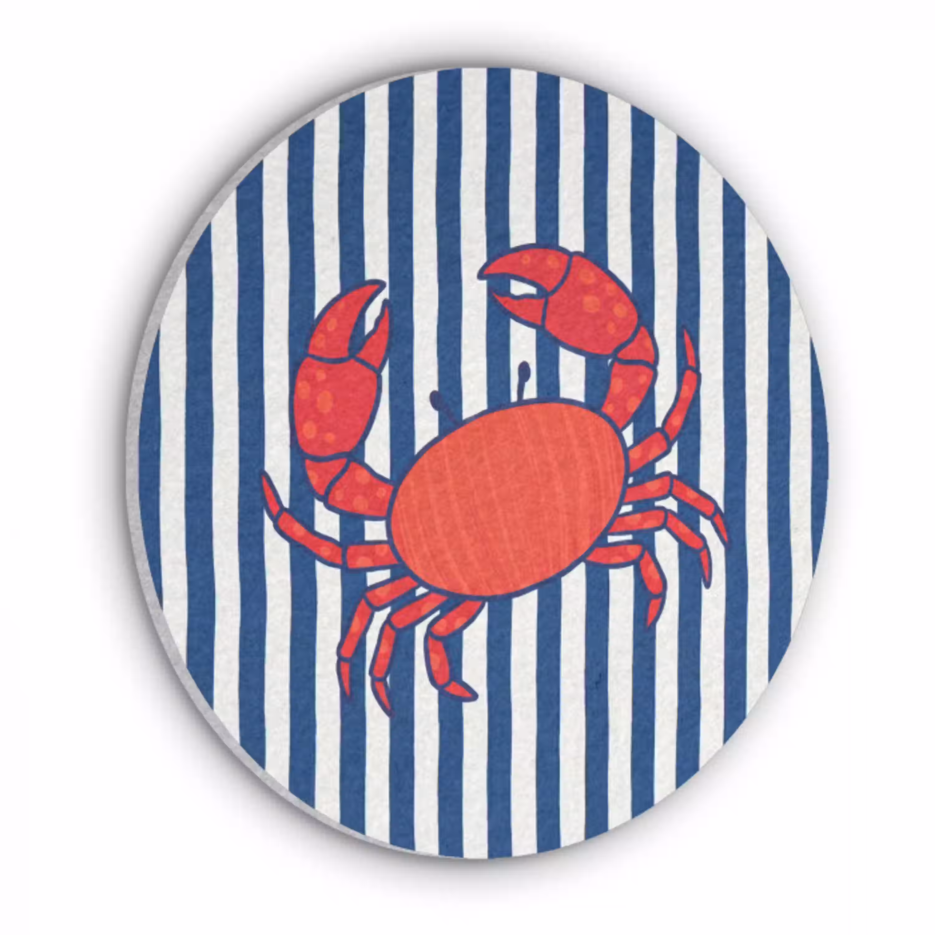 Krab - Strepen - Zeeleven - Illustratie - Rood Akoestische PET Vilt - Rond klein -3d