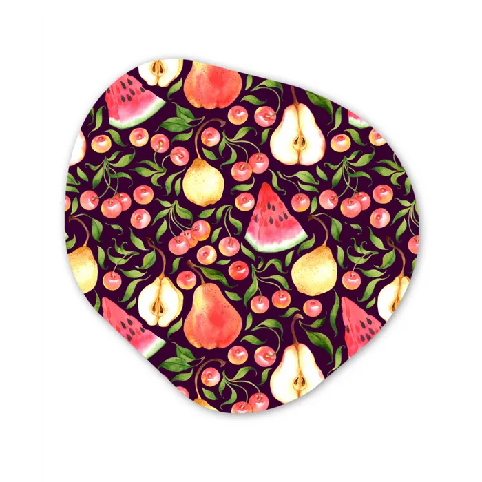 Donker - Bladeren - Fruit - Patroon Wandcirkel Organisch Forex 3mm klein 629 -3d