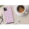 Lippen - Patroon - Roze - Wit Hoesje iPhone 12 Pro met koord klein -oordop