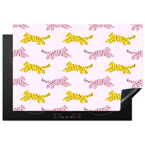 Geel - Roze - Katten - Wit Inductie beschermer vinyl 3mm klein 276 -3d