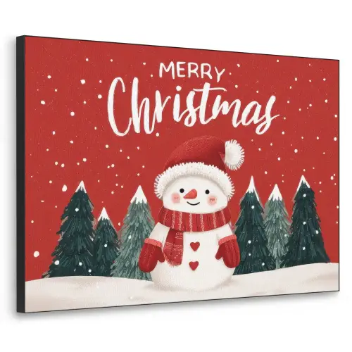 Kerstgroet - Sneeuw - Rood Textielframe zwart klein -3d