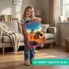 Vluchtende truck voor T-Rex in vurige woestijn Kinderkoffer - Roze klein -sfeer2_NL