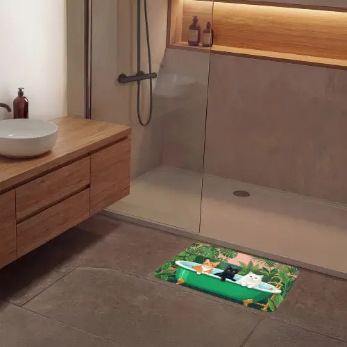Badkamer - Kattenparade - Kleurrijk Badmat klein -sfeer2