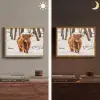 Schotse Hooglander - Sneeuw - Winter - Natuur - Dieren Light Box met batterij (Wandlamp) middel -sfeer3