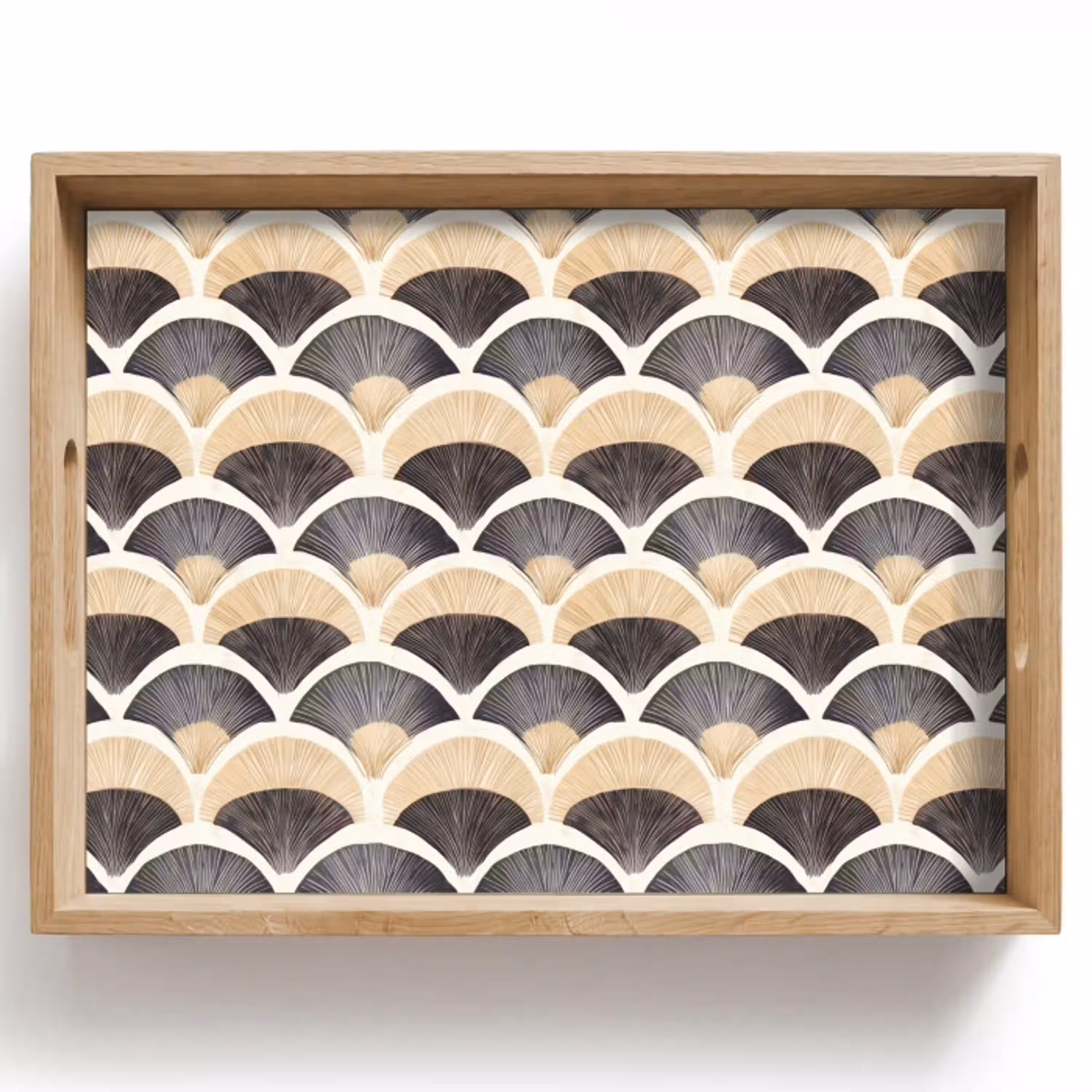 Waaier - Patroon - Zwart - Beige Dienblad Rechthoek middel 911 -z3d_shopping