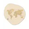 Wereldkaart - Realistisch - Beige Wandcirkel Organisch Aluminium middel -3d