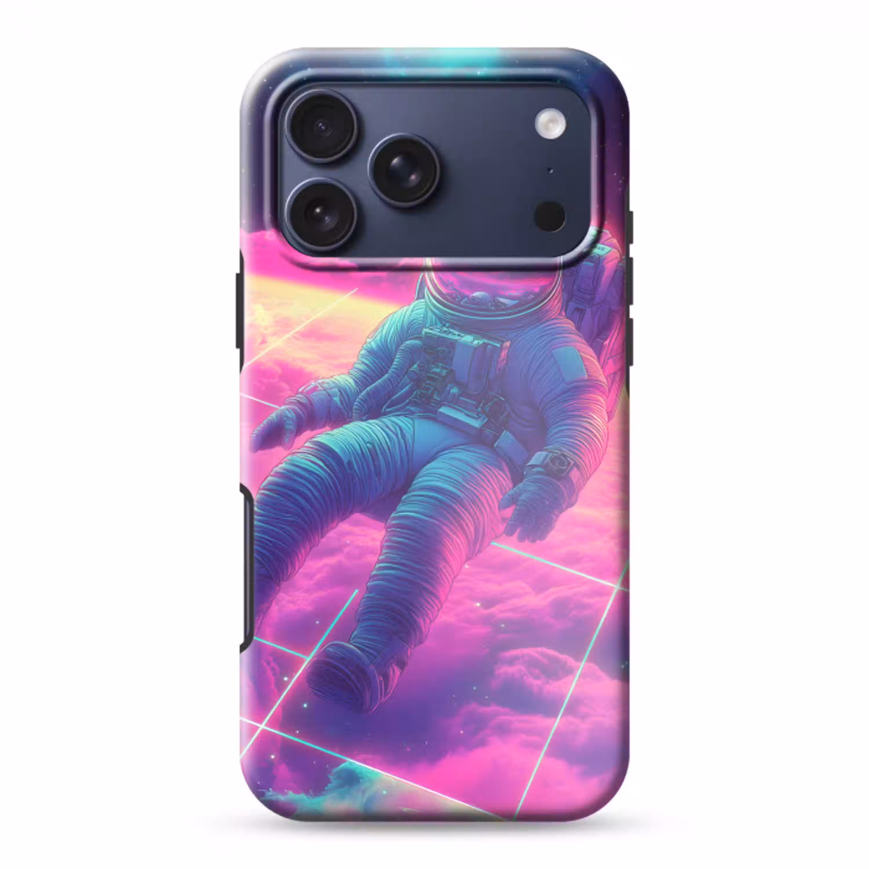 Astronaut - Neon - Roze - Wolken Toughcase MagSafe Apple iPhone 17 Pro Max klein -3d